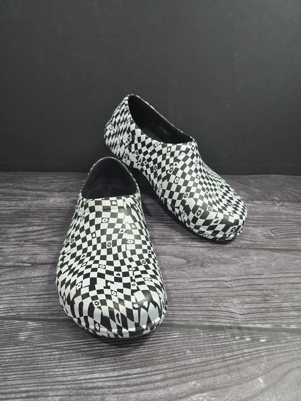 Crocs On-The-Clock Graphic Work Slip On Clogs Checkered Mens 10 Womens 12 EUC
